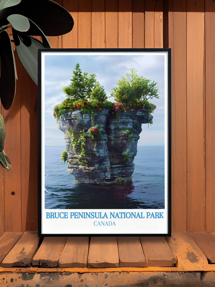The Flowerpot Island Nature Print captures the serene landscape of this hidden gem in the Bruce Peninsula National Park offering a tranquil escape for anyone who appreciates the majesty of the great outdoors
