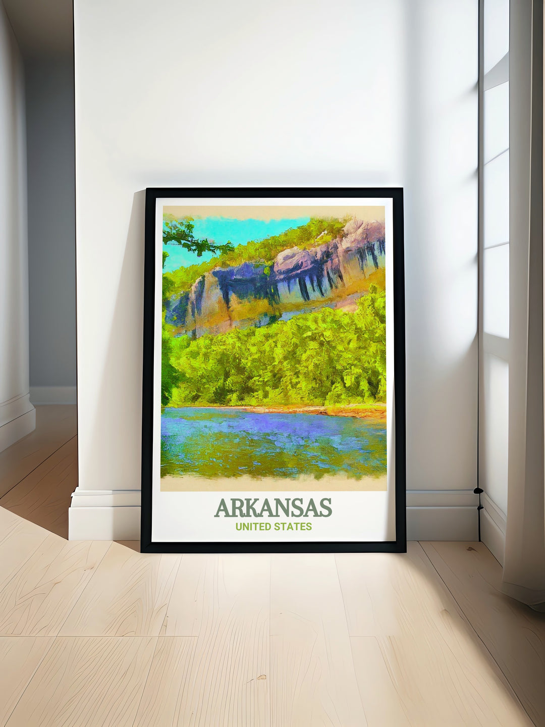 Scenic print of Buffalo National River in Arkansas, highlighting the unique natural features that make this landmark so special. A perfect gift for anyone who loves nature and the outdoors, this poster adds elegance and interest to any room.