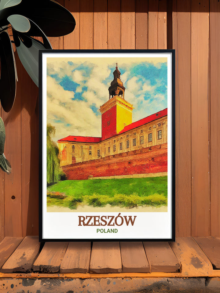 The historic Rzeszow Castle is beautifully depicted in this art print making it a must have for anyone looking to add a touch of elegance and history to their wall decor or as a unique Poland travel gift.