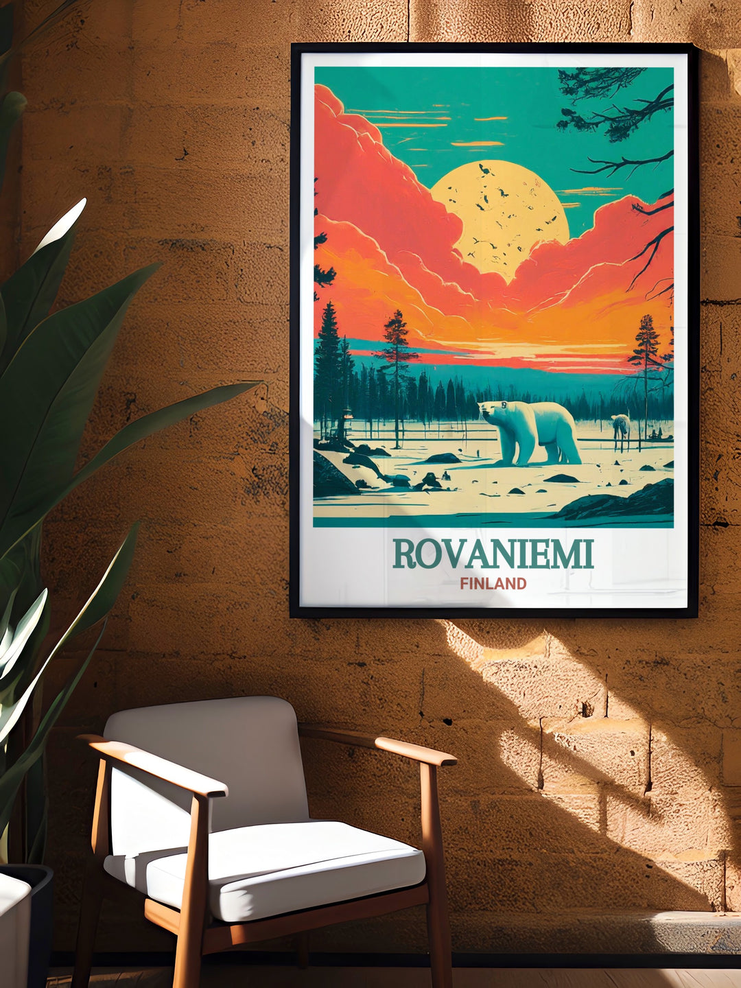 Celebrate the magic of Finnish Lapland with this travel print featuring Rovaniemi and Ranua Wildlife Park. The artwork captures the wild beauty of the region, making it an excellent addition to any winter themed decor.