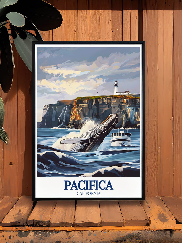 Vibrant Pacifica travel posters showcasing Mori Point and Sharp Park Beach bringing the California coast into your living room