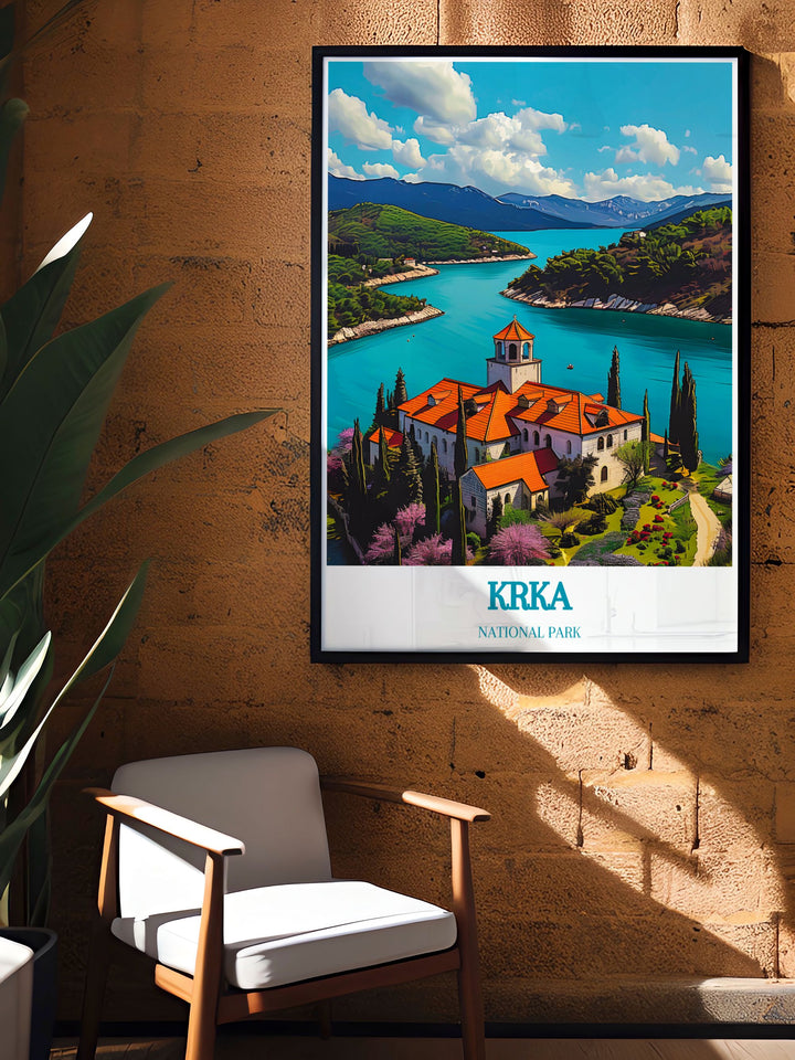 Stunning Visovac Island artwork capturing the essence of Krka National Parks natural beauty perfect for enhancing your home decor