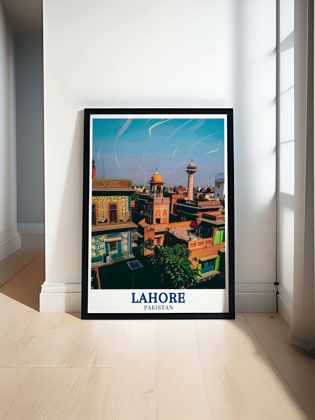 Lahore Bazaar is vibrantly portrayed in this wall art, capturing the essence of the markets lively atmosphere, colorful array of goods, and the rich cultural tapestry of daily life in Lahore. This artwork is ideal for bringing a slice of Lahores dynamic culture into your living space, offering a visual journey through one of the citys most iconic sites.