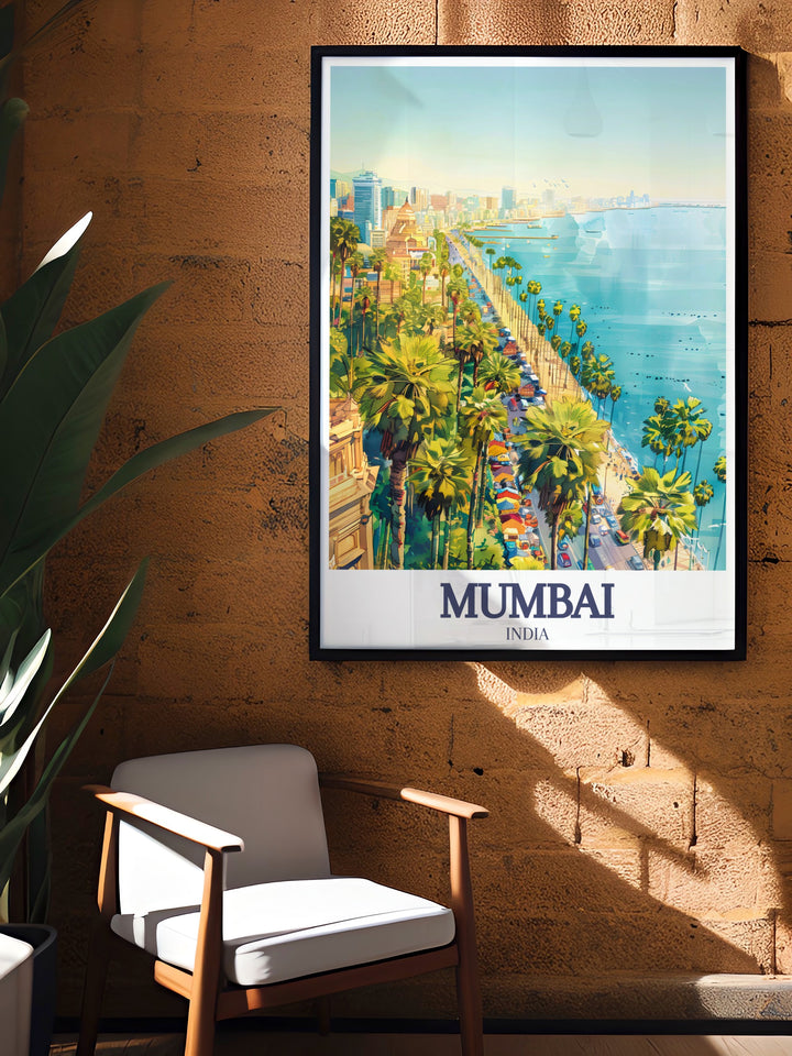 This Mumbai Poster Print captures the beauty of Marine Drive, the iconic Queens Necklace,” and the vibrant Netaji Subhash Chandra Bose Road. Perfect for lovers of cityscapes and coastal views, this artwork brings Mumbais charm into any space, ideal for homes or offices.