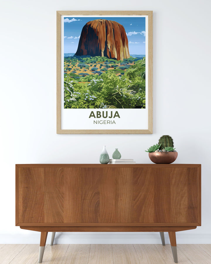 Nigeria Poster featuring Zuma Rock highlighting the natural beauty and cultural significance of this location perfect for personalized gifts travel enthusiasts and anyone looking to enhance their home decor with a unique art print