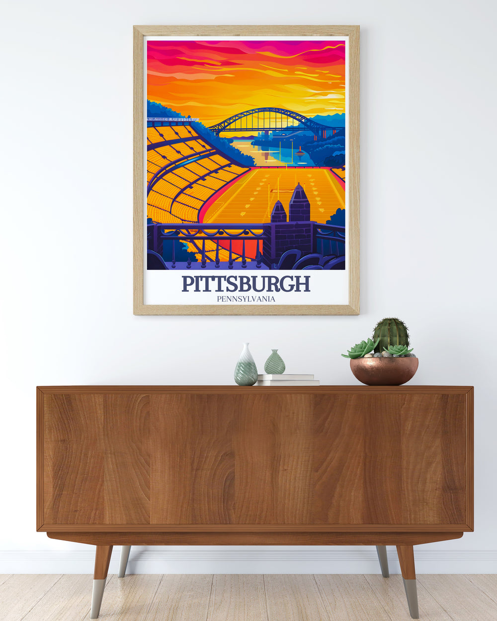 Elevate your home decor with a beautiful Pittsburgh wall art print showcasing Fort Pitt Bridge and Heinz Field. This city art print is ideal for those who love Pittsburghs architecture and landmarks adding a touch of elegance and sophistication to any room.