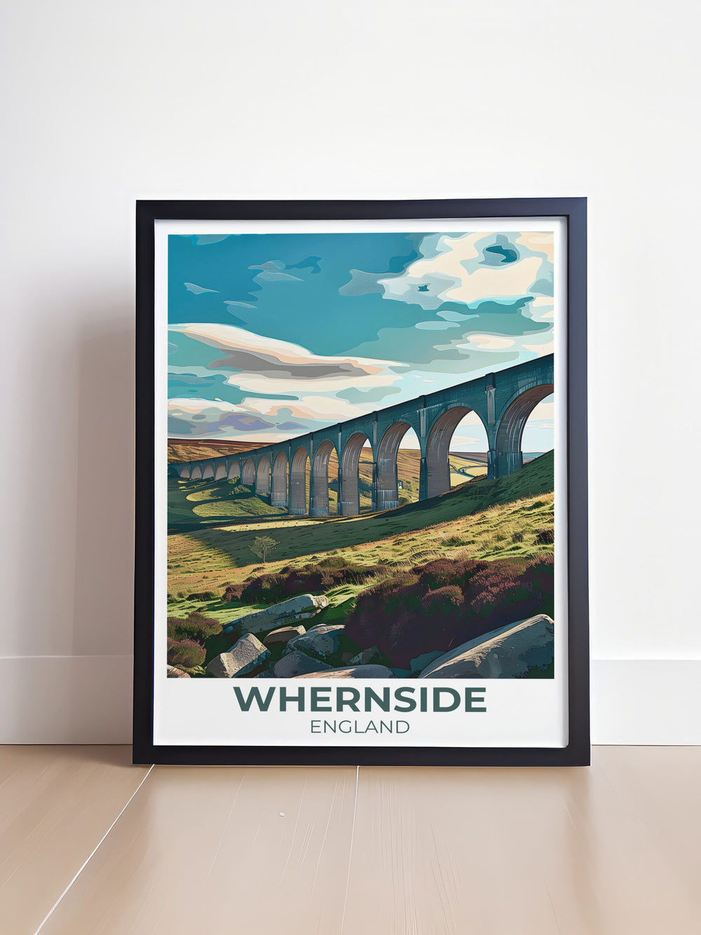 Celebrate Yorkshires charm with this vintage poster of Whernside. Featuring the peaks iconic landscapes and historical significance, this artwork evokes the timeless beauty of the Yorkshire Dales.