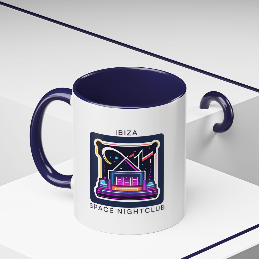 Celebrate the spirit of Ibiza with this mug featuring vibrant images of Space Nightclubs cultural highlights. Dishwasher and microwave safe, made from durable ceramic, ideal for coffee or tea lovers seeking a unique and artistic mug that captures Ibizas essence.