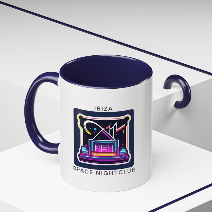 Celebrate the spirit of Ibiza with this mug featuring vibrant images of Space Nightclubs cultural highlights. Dishwasher and microwave safe, made from durable ceramic, ideal for coffee or tea lovers seeking a unique and artistic mug that captures Ibizas essence.