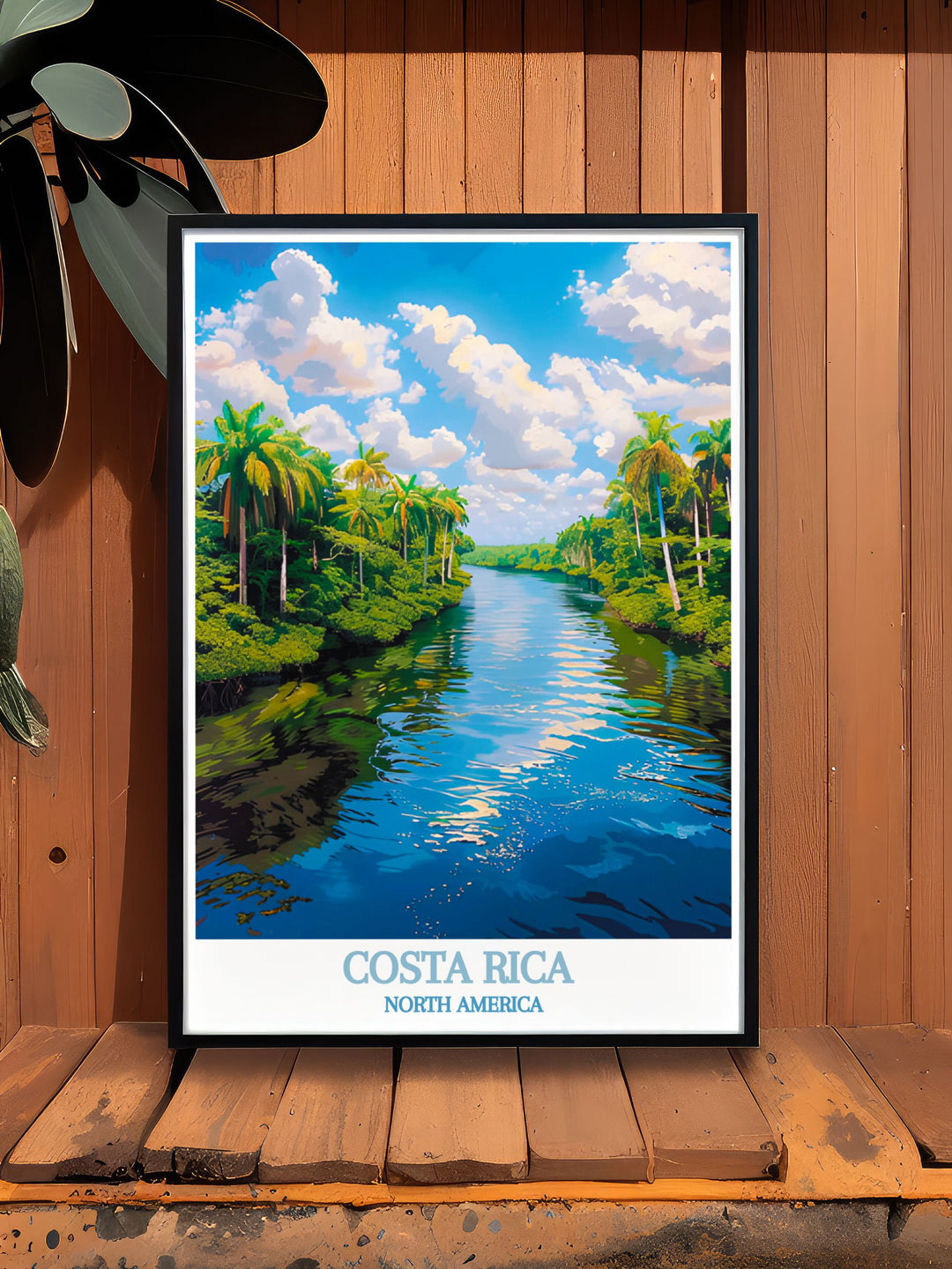 Beautiful Costa Rica print highlighting the dynamic culture of Saint Teresa and the exotic landscapes of Tortuguero National Park, ideal for nature enthusiasts and travel lovers.