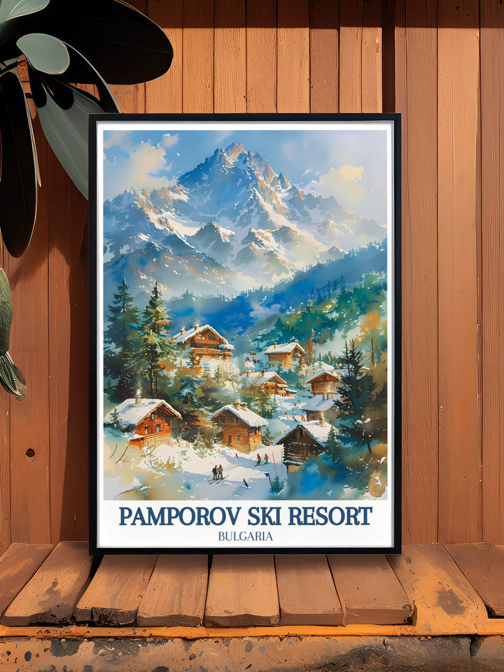 Rhodopes Crest Rhodope Mountains perfect wall decor featuring a retro ski poster of Pamporovo ideal for creating a captivating focal point in your home and inspiring future skiing adventures