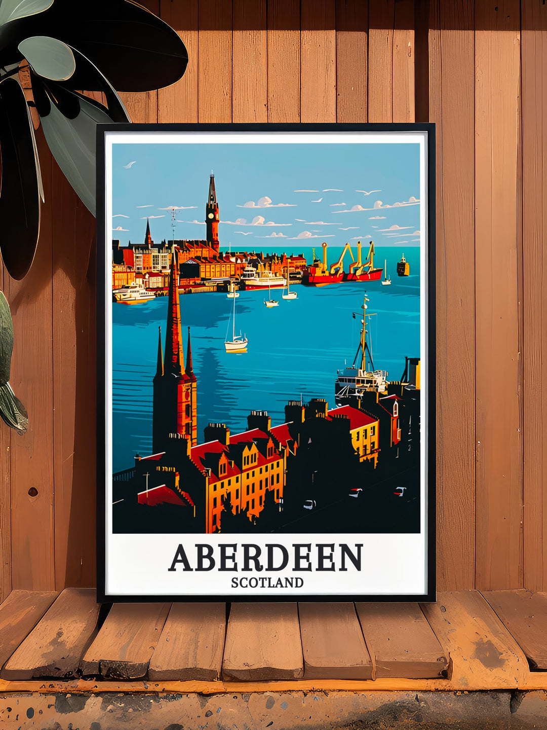 Aberdeen Town House Clock Framed Art capturing the essence of this iconic Scottish landmark. The artworks detailed portrayal of the clock adds a touch of elegance and history to your home, perfect for those who love Scottish architecture