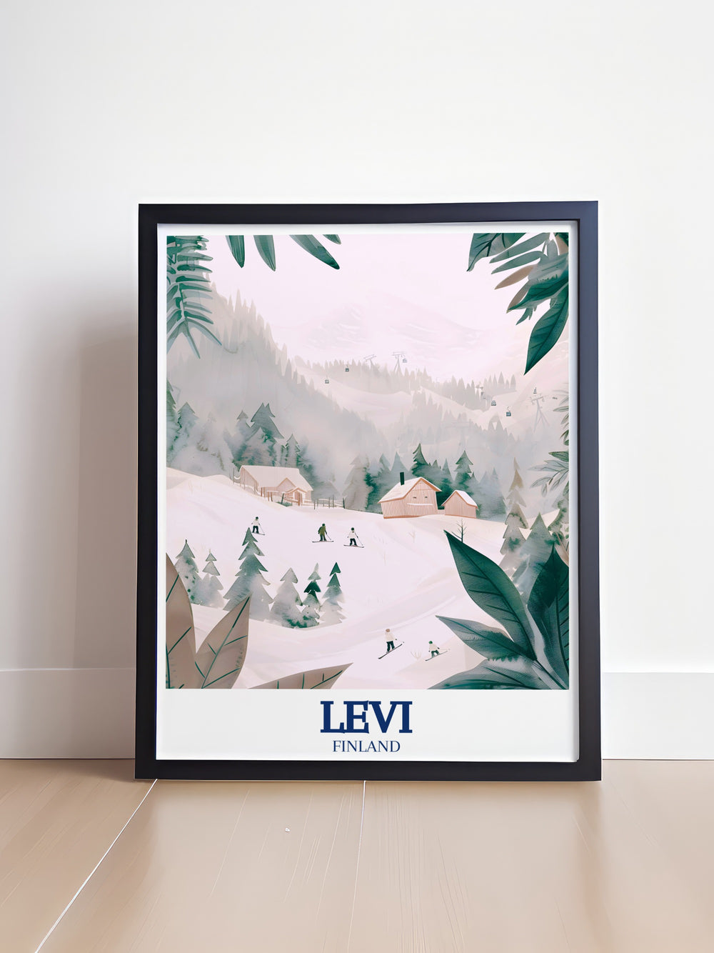 Levi Finland Wall Art presenting a detailed and vibrant portrayal of Levi Ski Resort and Levi Fell Hill, capturing the essence of Finnish winter and bringing it into your home decor.