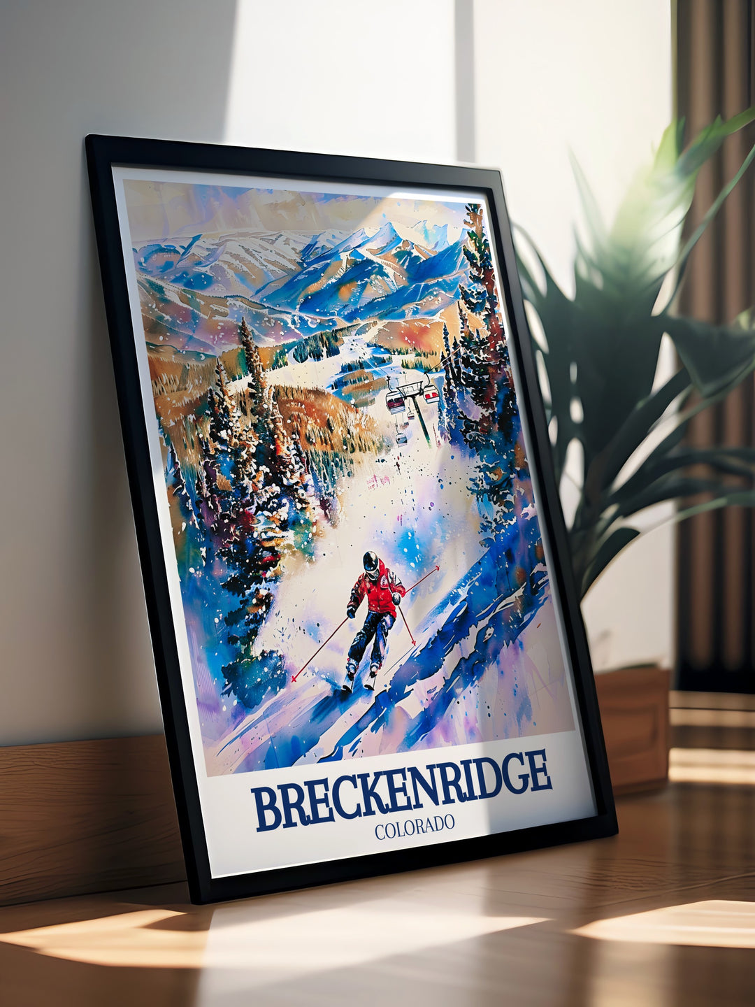 Peak 8 wall poster showcases the iconic ski slopes of Breckenridge, with its crisp snow and towering peaks. This travel print is ideal for adding a sense of adventure and mountain beauty to your decor.