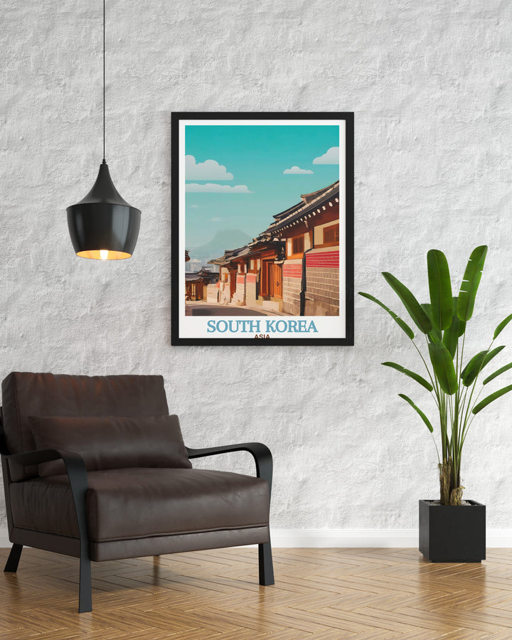 Elegant Bukchon Hanok Village framed prints showcasing the timeless architecture and tranquil ambiance of Seoul South Korea ideal for adding sophistication to your home decor