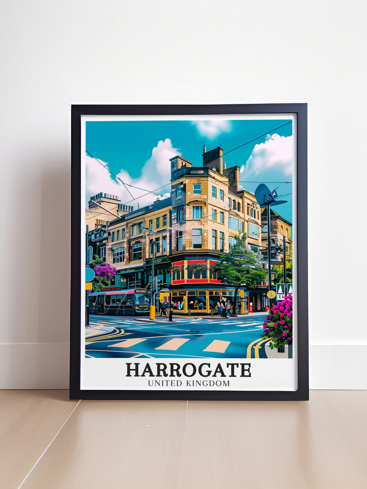 Stunning Harrogate Art featuring Harrogate City Centre and Montpellier District. Add a touch of Yorkshire to your home with this elegant print. Perfect Yorkshire Decor for those who admire historic landmarks and picturesque settings.