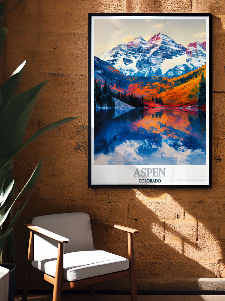 Aspens renowned ski resort and charming Victorian architecture are highlighted in this poster, perfect for anyone who appreciates the combination of outdoor adventure and historical beauty.