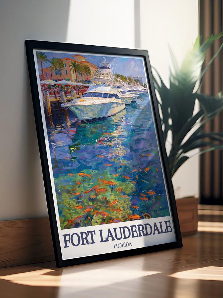 Intracoastal Waterway Framed Art showcasing the serene beauty of Fort Lauderdales famous water routes, perfect for those who love boating and coastal scenery.