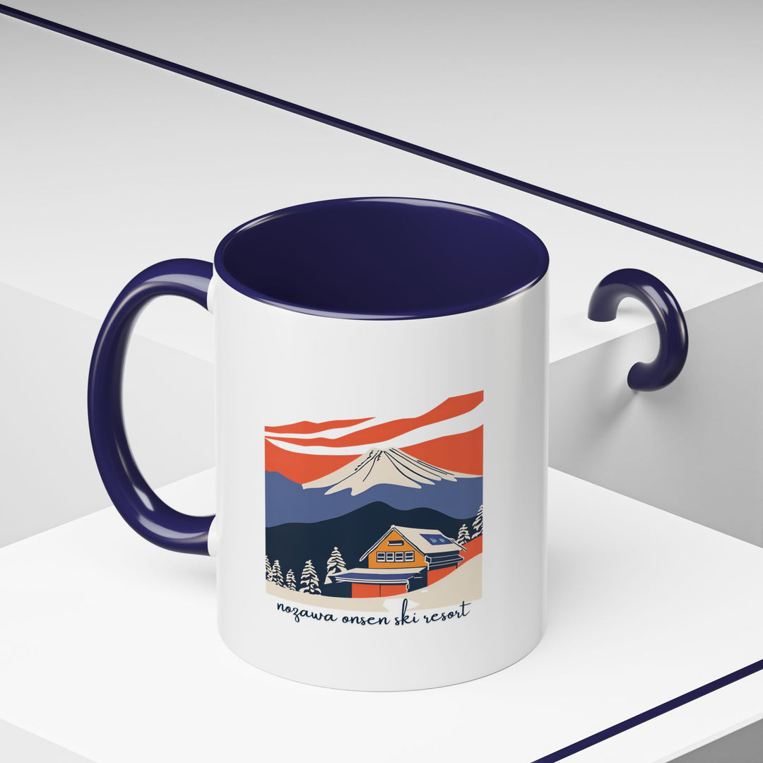 A stylish Nozawa Onsen Ski Resort mug perfect for coffee and tea lovers. Showcasing detailed designs of the iconic ski resort, this ceramic mug is durable, dishwasher safe, and an excellent gift for those who appreciate winter sports heritage.