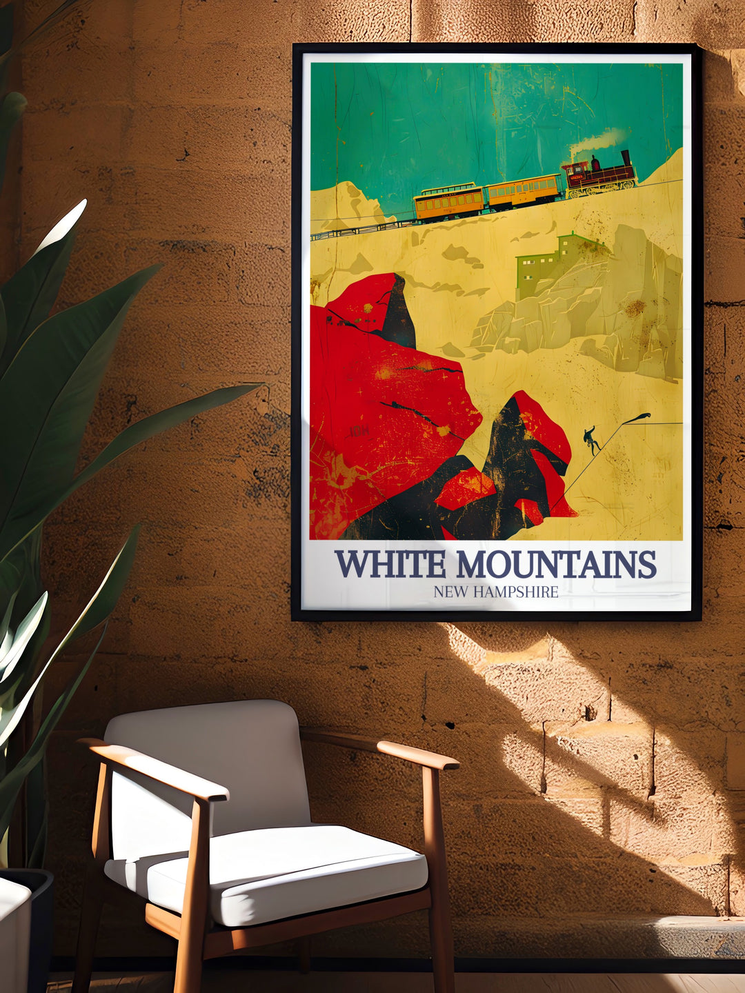 White Mountains Art Print features New Hampshires iconic landscapes, including Mount Washington and The Basin. This print is a great way to celebrate your love of the outdoors and the peacefulness of nature in your living room or office.