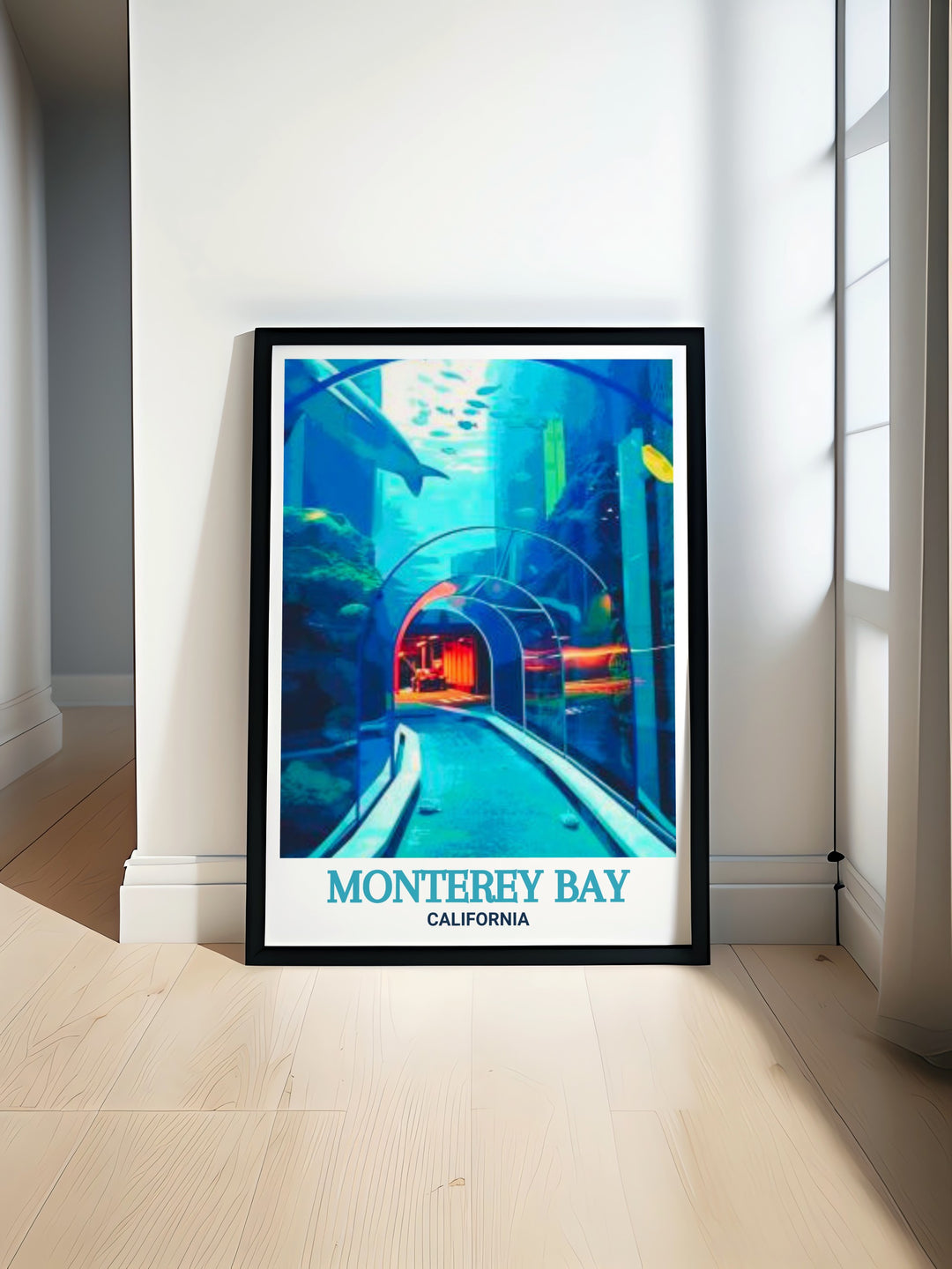 Monterey Bay art print capturing the stunning views of the Monterey Bay Aquarium in California. Perfect for nature lovers and art enthusiasts. This vibrant and detailed artwork brings the beauty of Monterey Bay into your home.