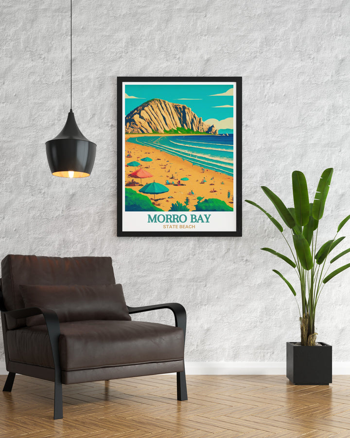 This Morro Strand State Beach poster showcases the iconic California beach in stunning detail making it an ideal piece of wall art for any lover of California decor