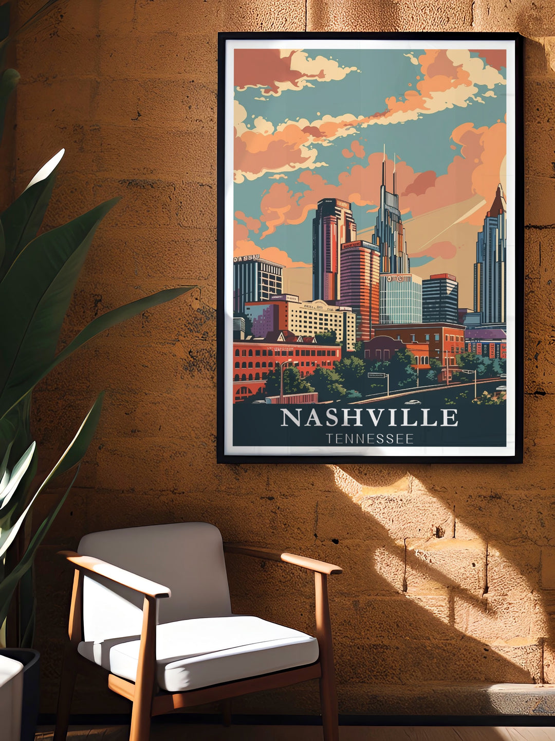 Celebrate the modern charm of Nashville with this Skyline Framed Art. This artwork captures the citys architectural beauty, making it an ideal piece for those who have a passion for Music City and its rich cultural background.