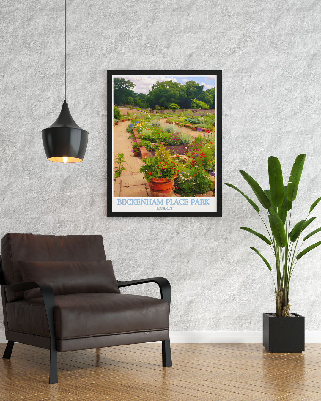 Art print of Beckenham Place Park highlighting the parks natural beauty and historical significance, featuring detailed illustrations of its lush landscapes and iconic structures, ideal for adding a touch of London elegance to any decor.