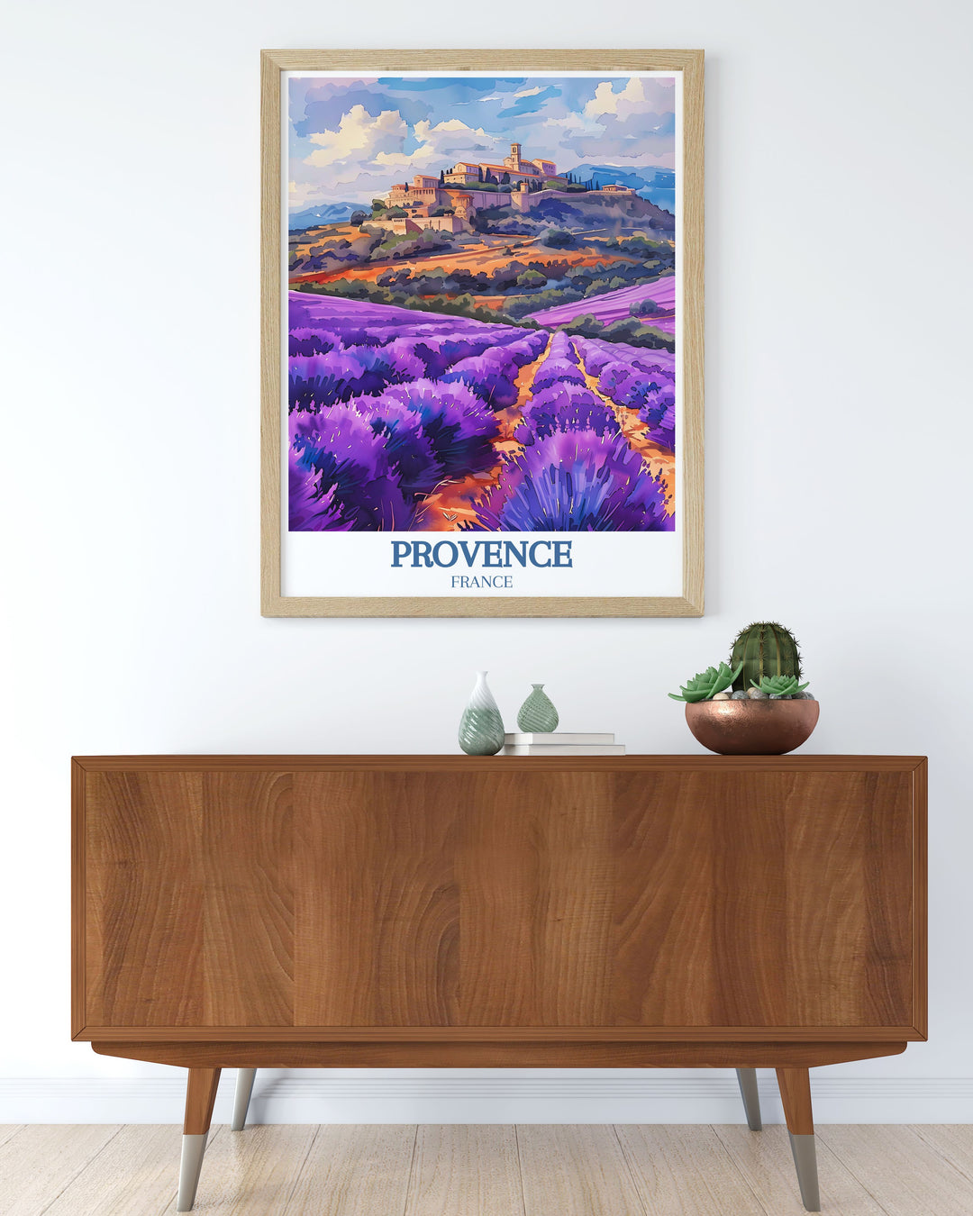 Transform your living room with our modern art prints of Valensole Lavender Fields Gordes village and Vaucluse hill perfect for creating a serene and inspiring atmosphere with the beauty of Provence.