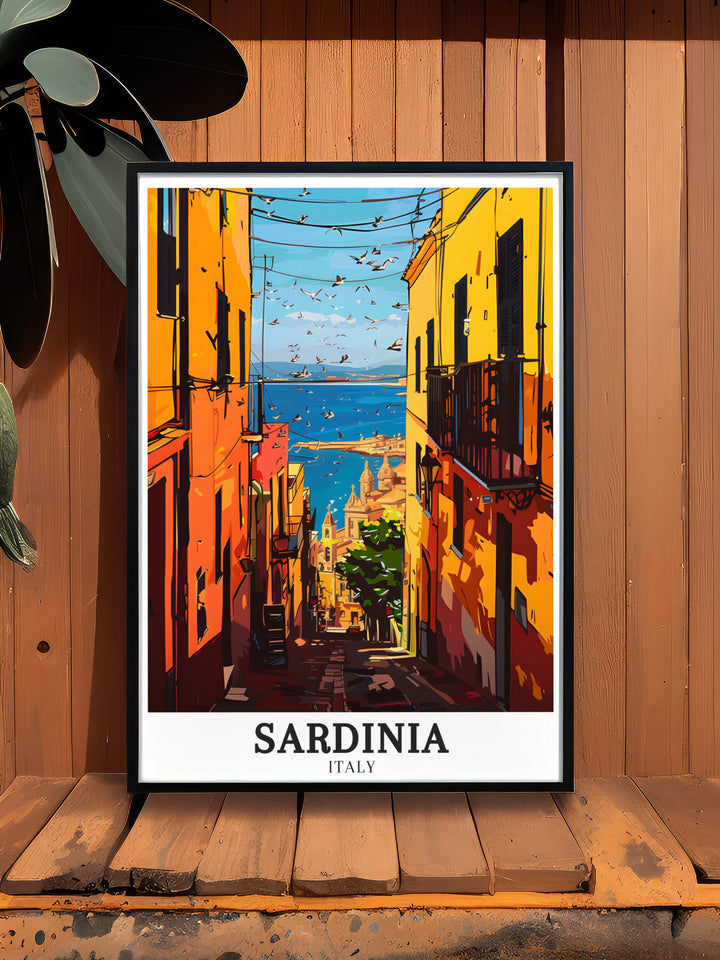 Cagliari Poetto Beach modern prints are the perfect Sardinia decor to bring a coastal Mediterranean Island theme into your home. Capture the tranquility of Sardinian beaches and celebrate Italian heritage with these stunning framed prints that enhance any room.