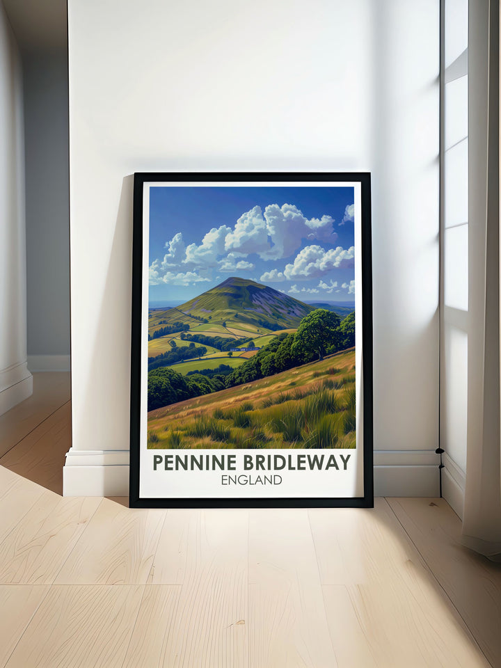 Pendle Hill modern prints showcase the natural beauty of the Pennine Bridleway and the surrounding landscape making them an ideal addition to any home. This national park print brings the peaceful ambiance of the British countryside into your living space offering a perfect wall décor solution for nature lovers