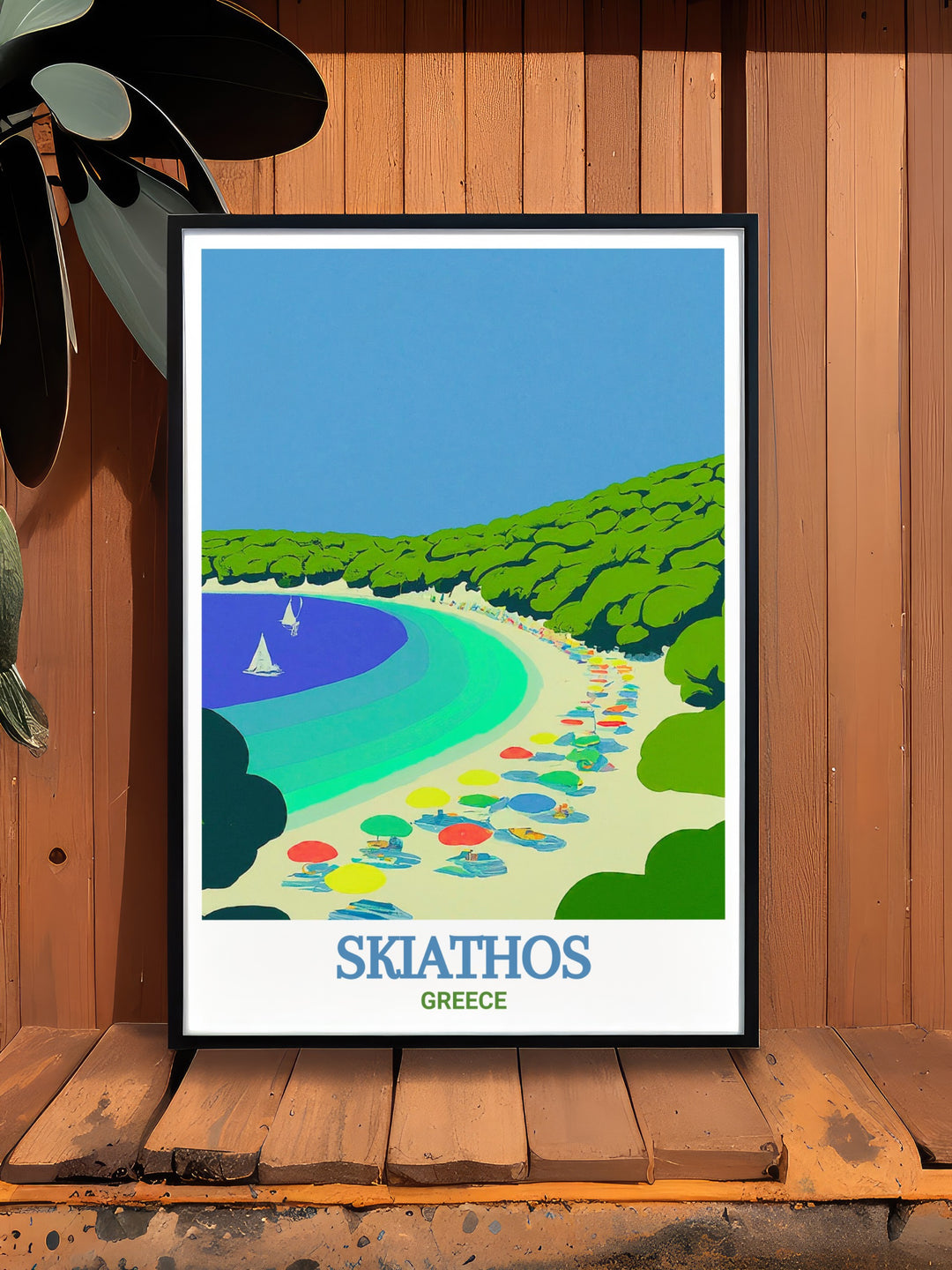 Skiathos Island art featuring Koukounaries Beach. This detailed print highlights the natural charm of one of Greeces most beloved beaches. Perfect for adding a coastal vibe to your living space or as a thoughtful gift for beach lovers.