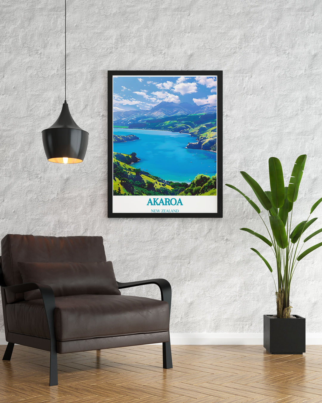 Fine art print capturing the serene beauty of Akaroa Harbour, perfect for adding a New Zealand touch to your decor.