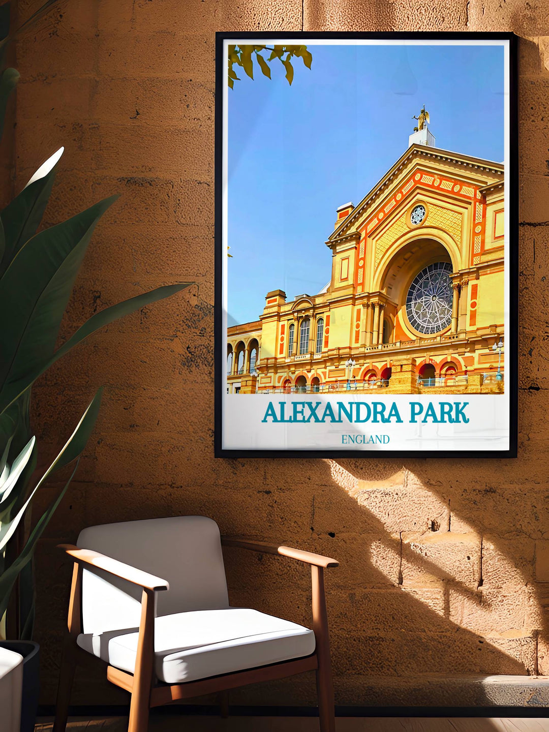 Detailed art print of Alexandra Park, capturing the lush green landscape and historic ambiance of North London.