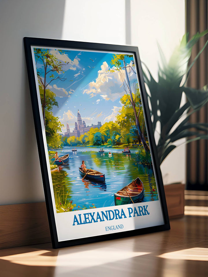 North London art print featuring Alexandra Palace, a majestic view of the palace against the city skyline.