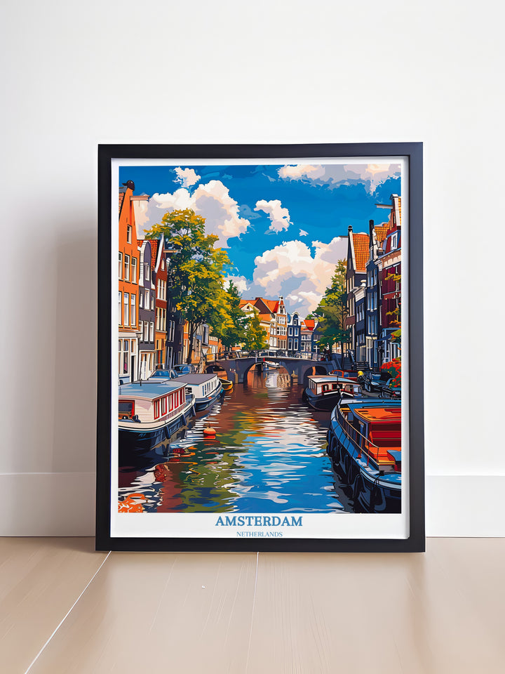 Amsterdam Reisedruck – Niederländische Wandkunst für Wohndekoration – Geschenk zur Wohnungserwärmung – Retro-Wandkunst