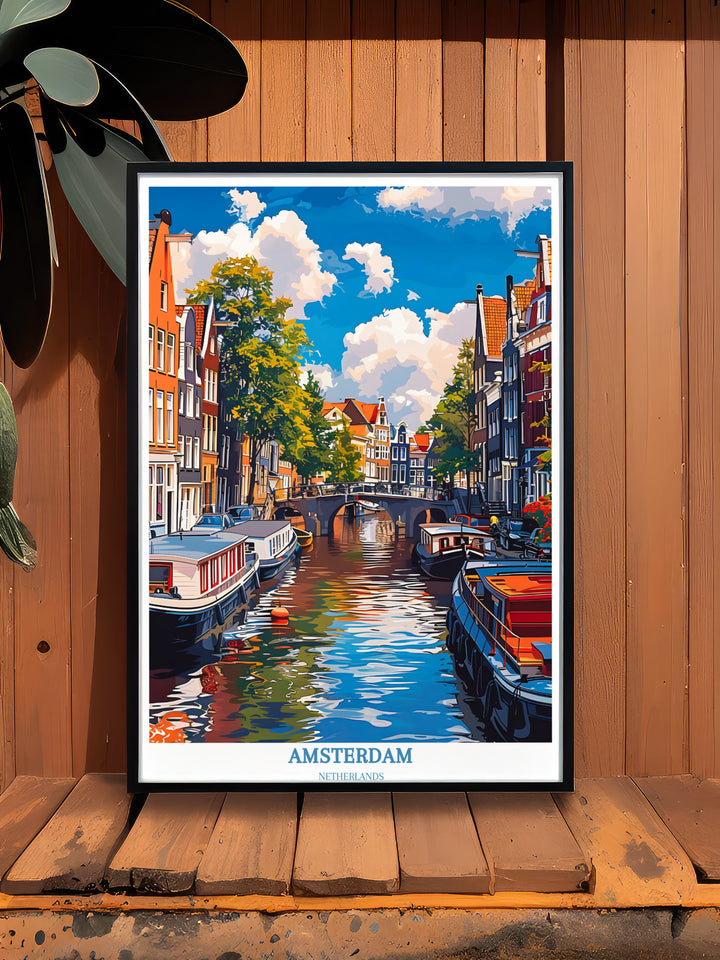 Amsterdam Travel Print - Netherlands Wall art for Home Decor - Housewarming Gift - Retro Wall Art