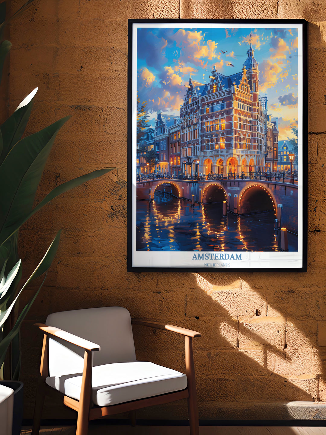 Amsterdam Travel Poster - Netherlands wall art for home decor - Retro Wall Art
