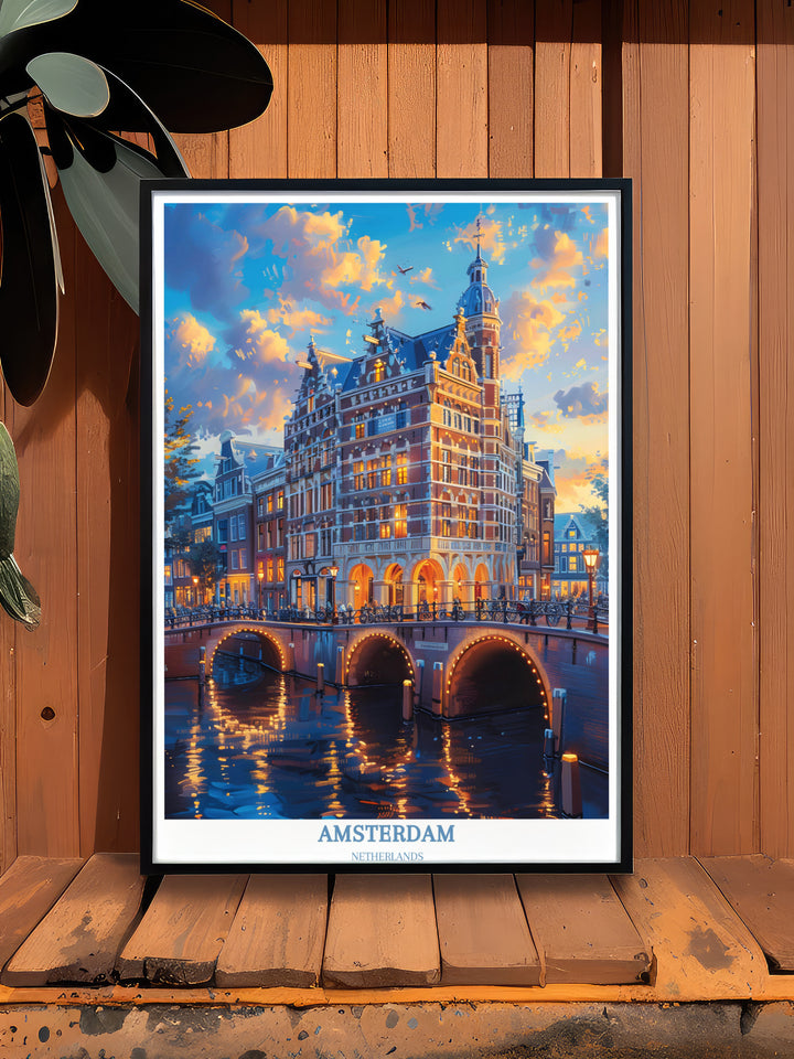 Amsterdam Travel Poster - Art mural des Pays-Bas pour la décoration intérieure - Retro Wall Art