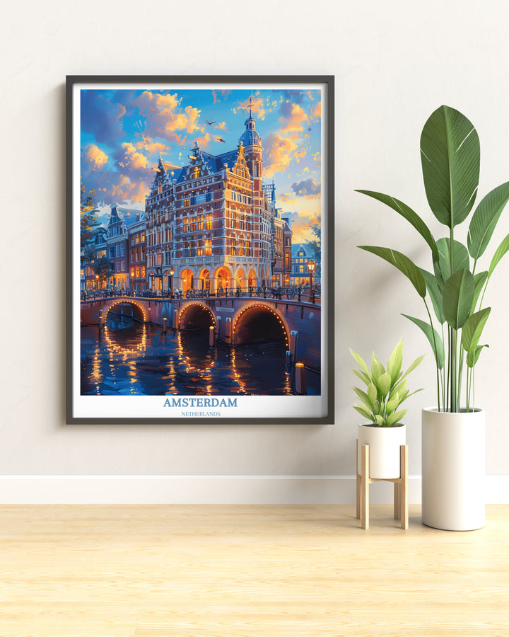 Amsterdam Travel Poster - Art mural des Pays-Bas pour la décoration intérieure - Retro Wall Art