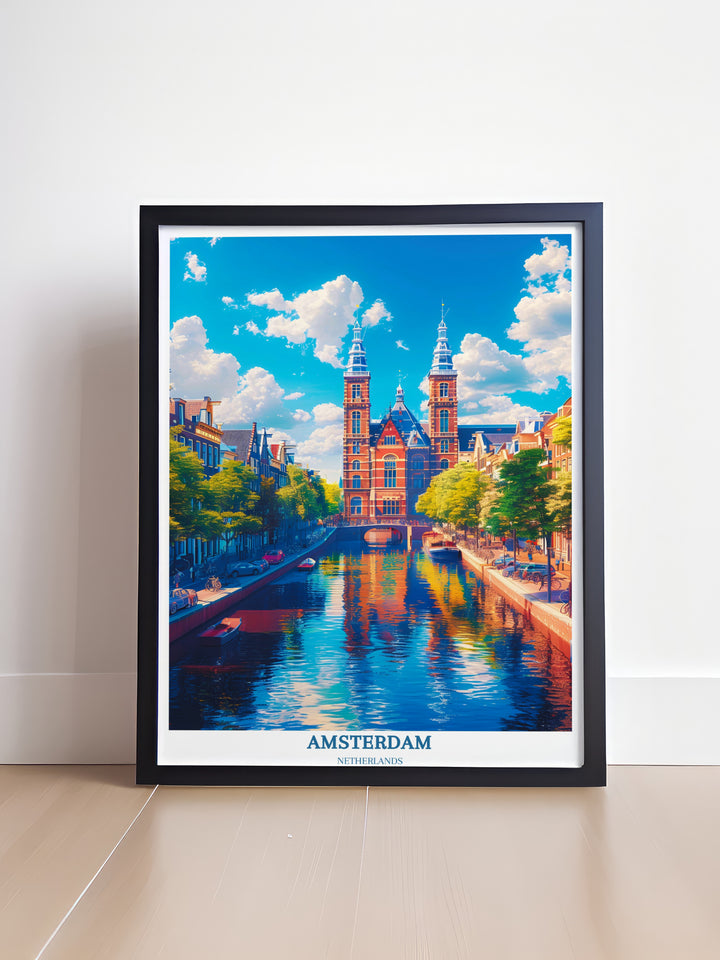 Amsterdam Travel Print - Art mural Hollande - Cadeau de pendaison de crémaillère - Art mural rétro