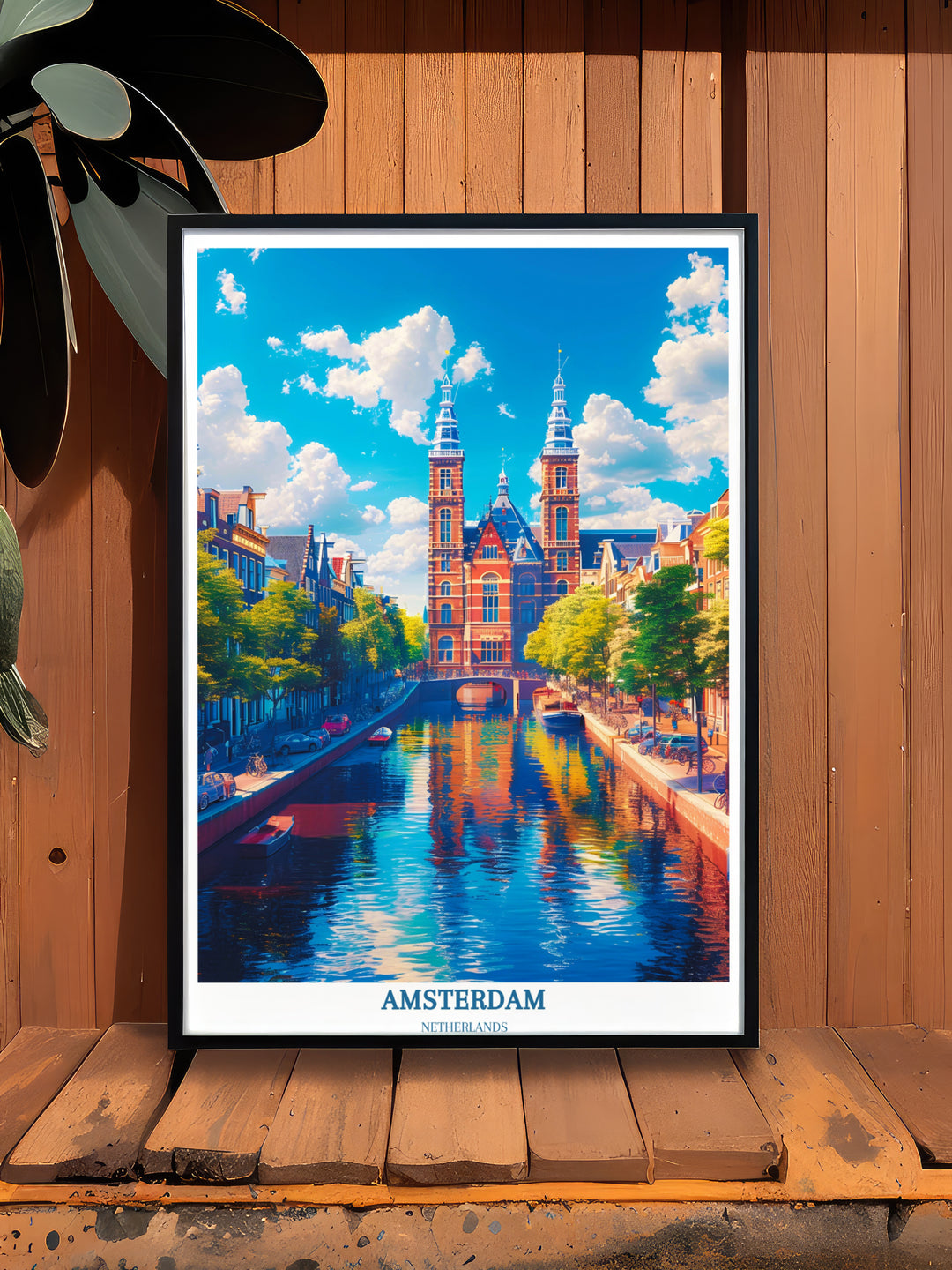 Amsterdam Travel Print - Art mural Hollande - Cadeau de pendaison de crémaillère - Art mural rétro