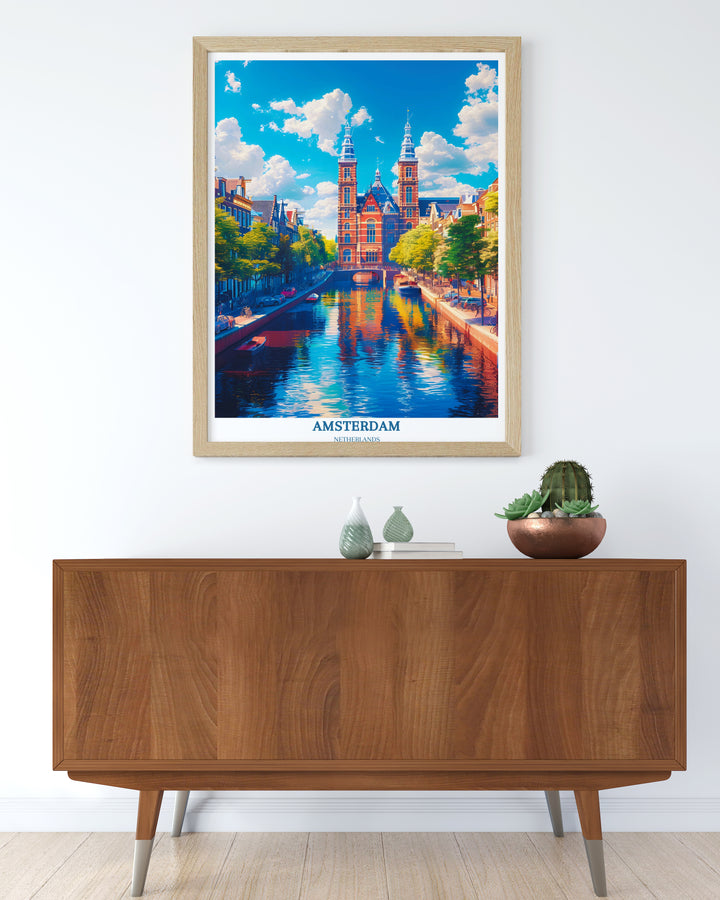 Amsterdam Reisedruck - Holland Wandkunst - Geschenk zur Wohnungserwärmung - Retro Wandkunst