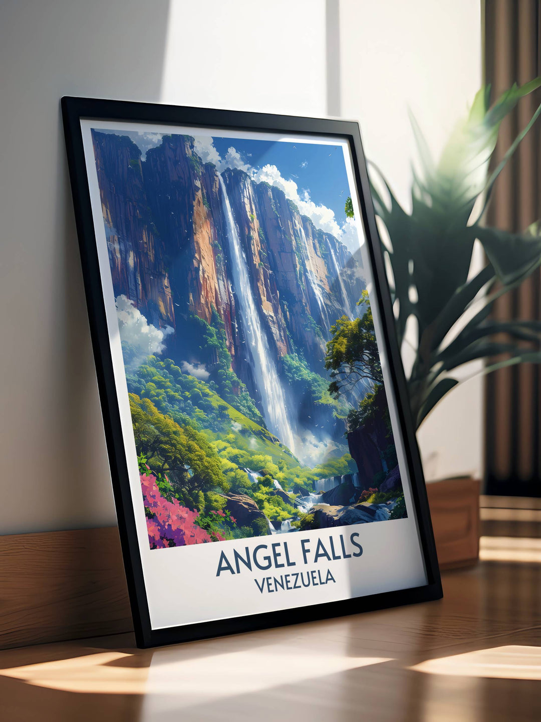 Detailed painting of Angel Falls, a masterpiece that brings the beauty of Venezuela’s landscapes into your home.