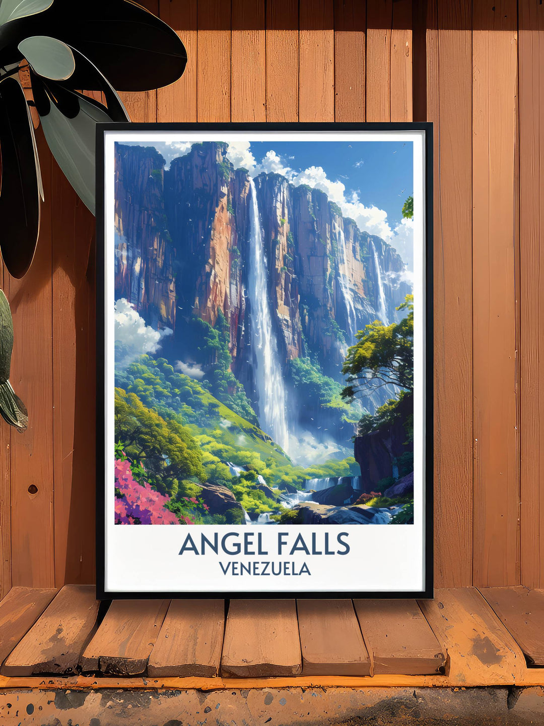 Vibrant depiction of Angel Falls in Venezuela, perfect for enhancing any room with a touch of nature's majesty.