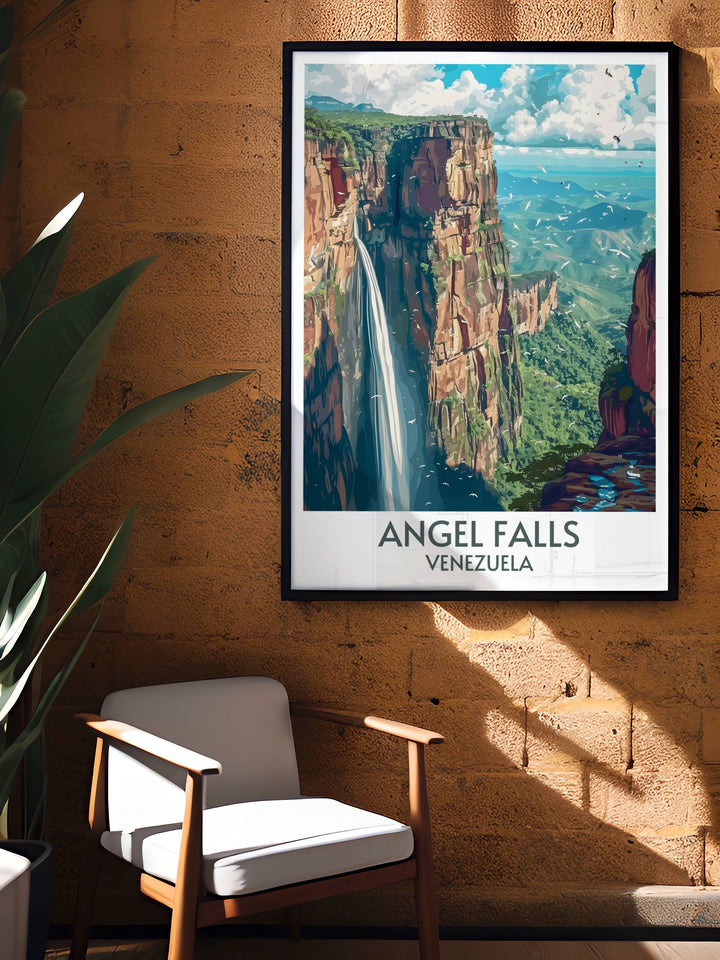Explore the lush landscapes and awe-inspiring beauty of Angel Falls and Auyan tepui with this high-quality wall art designed to bring adventure to your home.