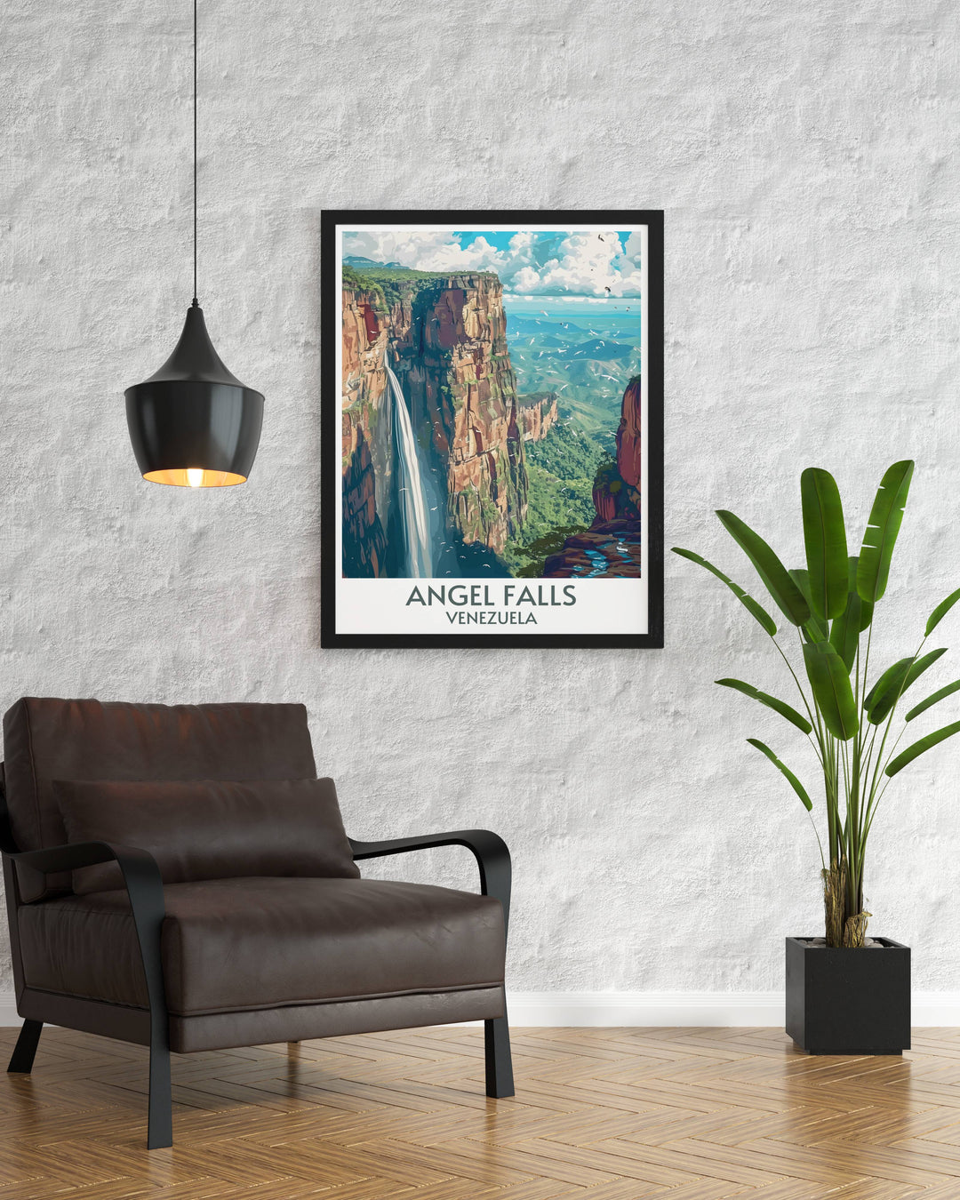 Gift a piece of Venezuela with this exquisite print featuring Auyan tepui and Angel Falls, ideal for marking special occasions with a touch of adventure.
