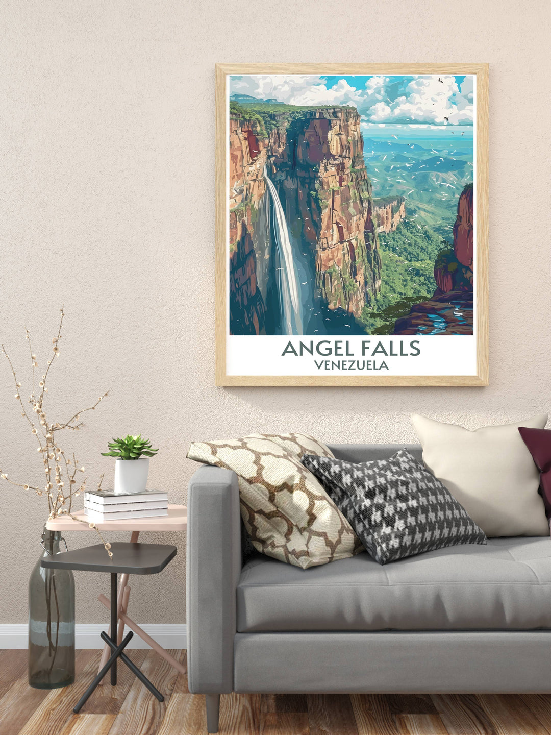 Gift a piece of Venezuela with this exquisite print featuring Auyan tepui and Angel Falls, ideal for marking special occasions with a touch of adventure.