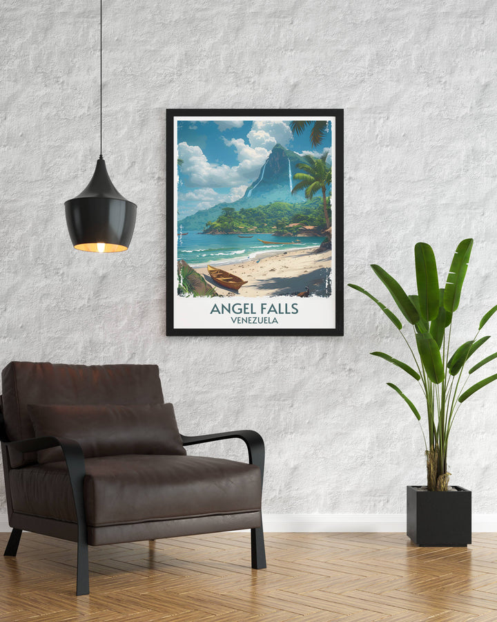 A collector's item featuring Angel Falls Canaima National Park, this poster offers a vivid portrayal of one of the world's highest waterfalls.