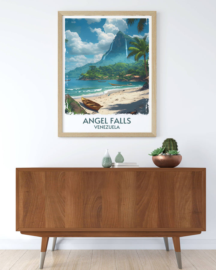 Decorate your space with the awe inspiring scenery of Angel Falls Canaima National Park, artistically rendered in this exquisite wall art piece.